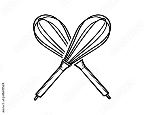 Crossed whisks for baking and cooking preparation design art