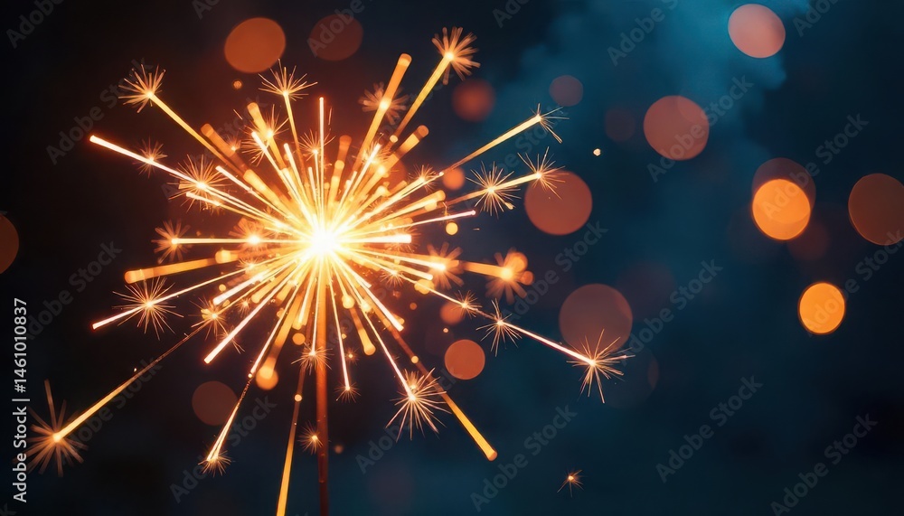 Obraz premium Sparkler Night Photography Bright Lights, Dark Background