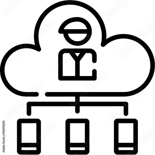 Social Network icons. Network Cloud, Security and Global line icon. Vector illustration. Editable stroke. stock illustration