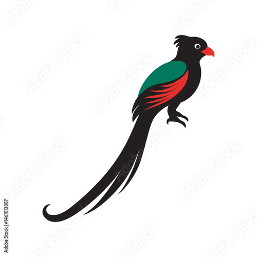 Resplendent Quetzal Perched Silhouette In Mist