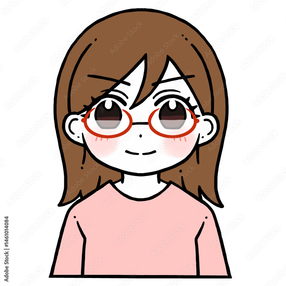 Obraz premium 凛々しく微笑む眼鏡の女性のイラスト