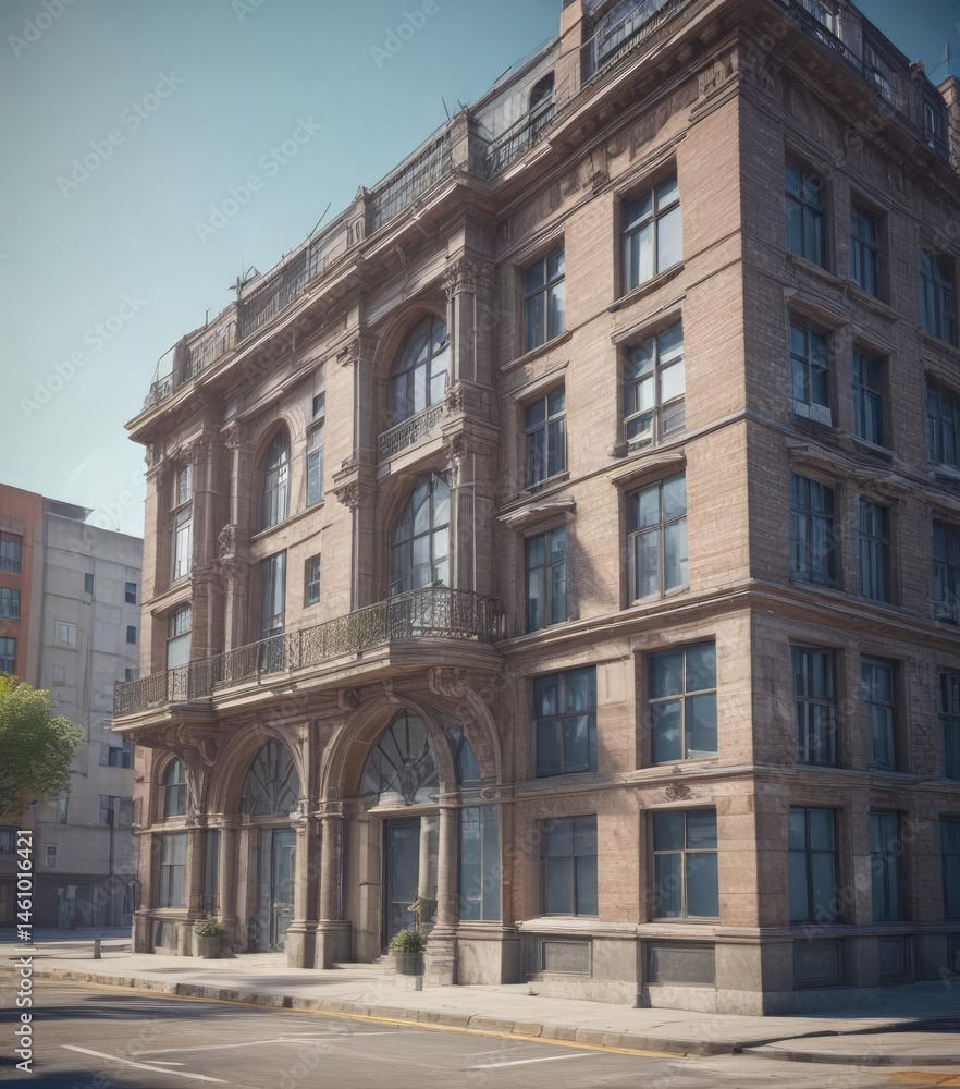 Fototapeta premium Architectural blueprint photo effect mockup Vintage blueprint overlay on modern building design , vector, architecture