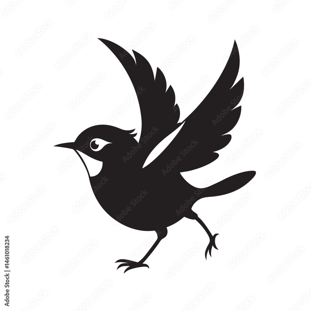Superb Fairy Wren In Jumping Pose Silhouette Superb Fairy Wren In Jumping Pose Silhouette