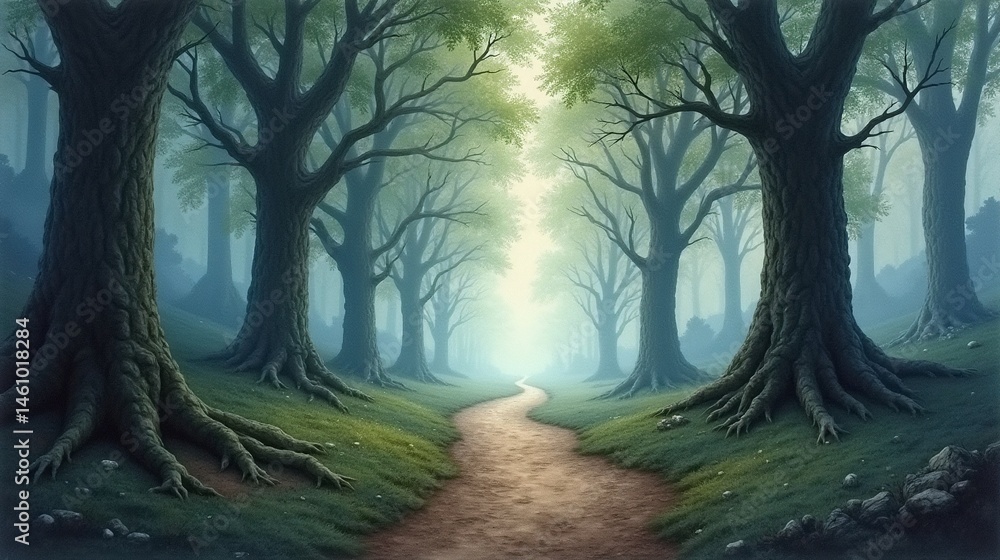 Naklejka premium Serenity in the Unknown: The Hidden Path's Charm