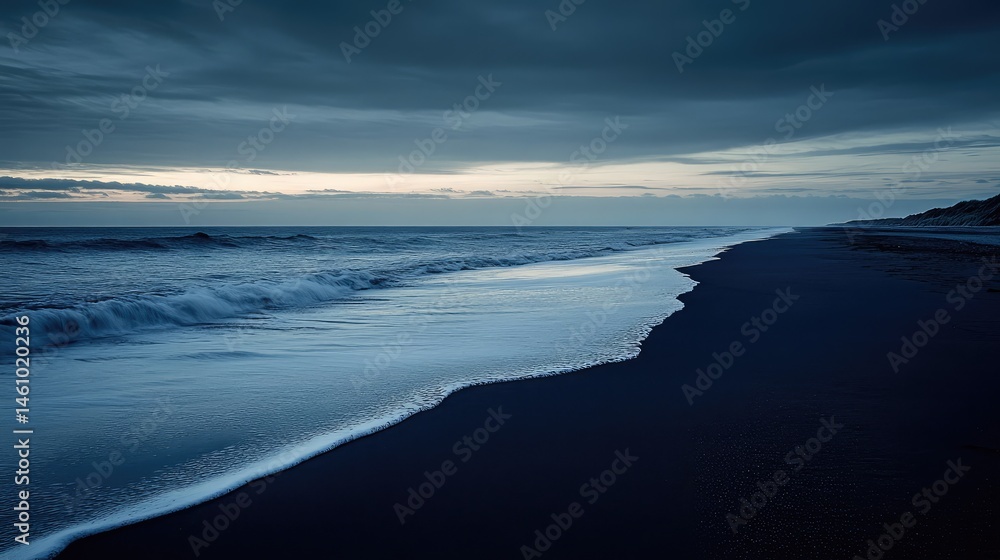 Obraz premium The ocean is calm and the sky is cloudy