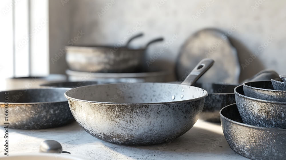 Rustic Kitchenware with Grey Stoneware. Rustic Kitchenware with Grey Stoneware.