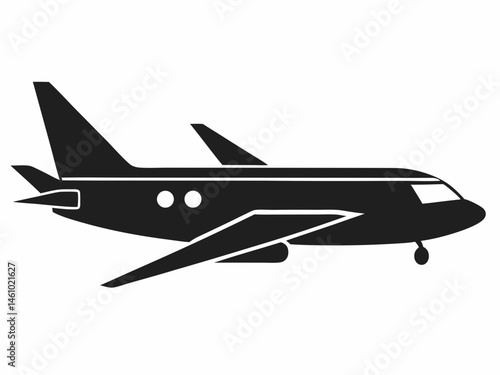 Airplane icon, plane logo line icons in black isolated on white background, fly symbol. Air sign, flight concept travel or airport illustration
