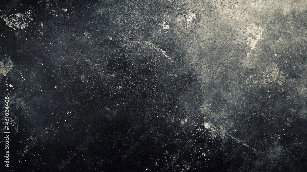 Obraz premium A vintage, aged photo effect with a dust and scratches overlay. A black grunge abstract background with subtle texture imperfections, faded edges, and organic distress marks. High contrast yet soft 