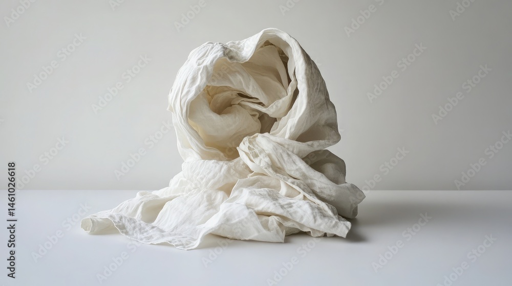 Casual linen shirt displayed simply on a smooth white surface, focusing on its natural wrinkles and airy feel Casual linen shirt displayed simply on a smooth white surface, focusing on its natural wrinkles and airy feel