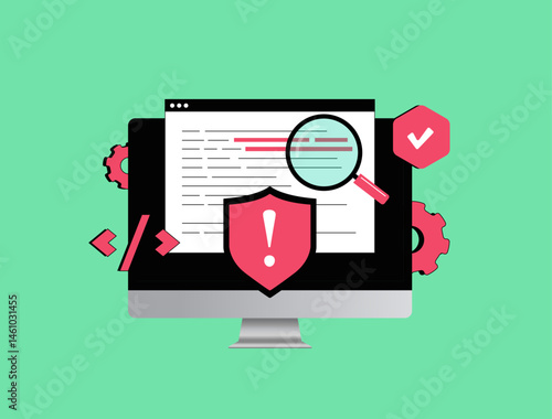 Coding error notification vector illustration showcasing bug alerts, error messages and debugging notifications. Coding error alert vector illustration for developers and IT professionals