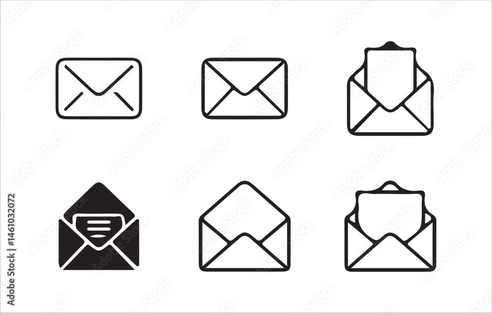 email icon set. Mail icon set. email icon vector. E-mail Envelope illustration email icon set. Mail icon set. email icon vector. E-mail Envelope illustration
