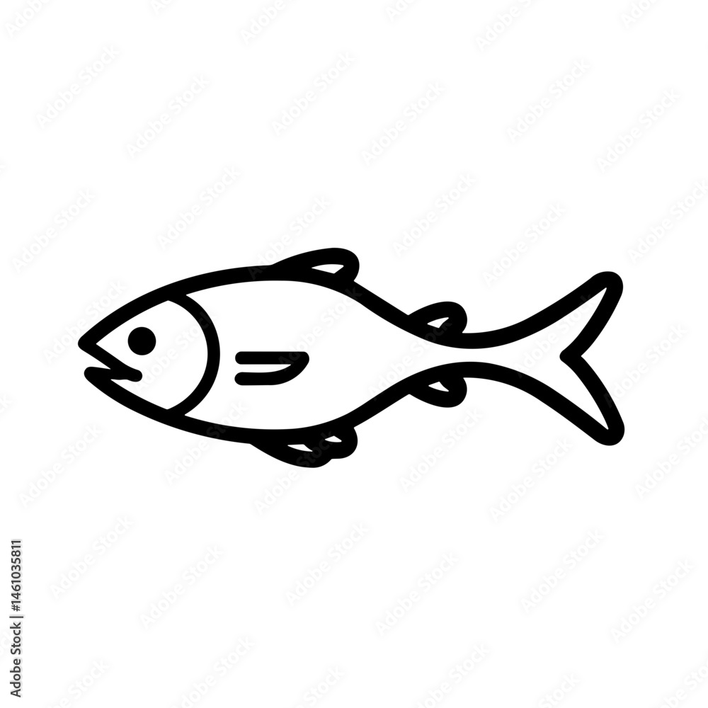 Simple fish salmon black flat icon