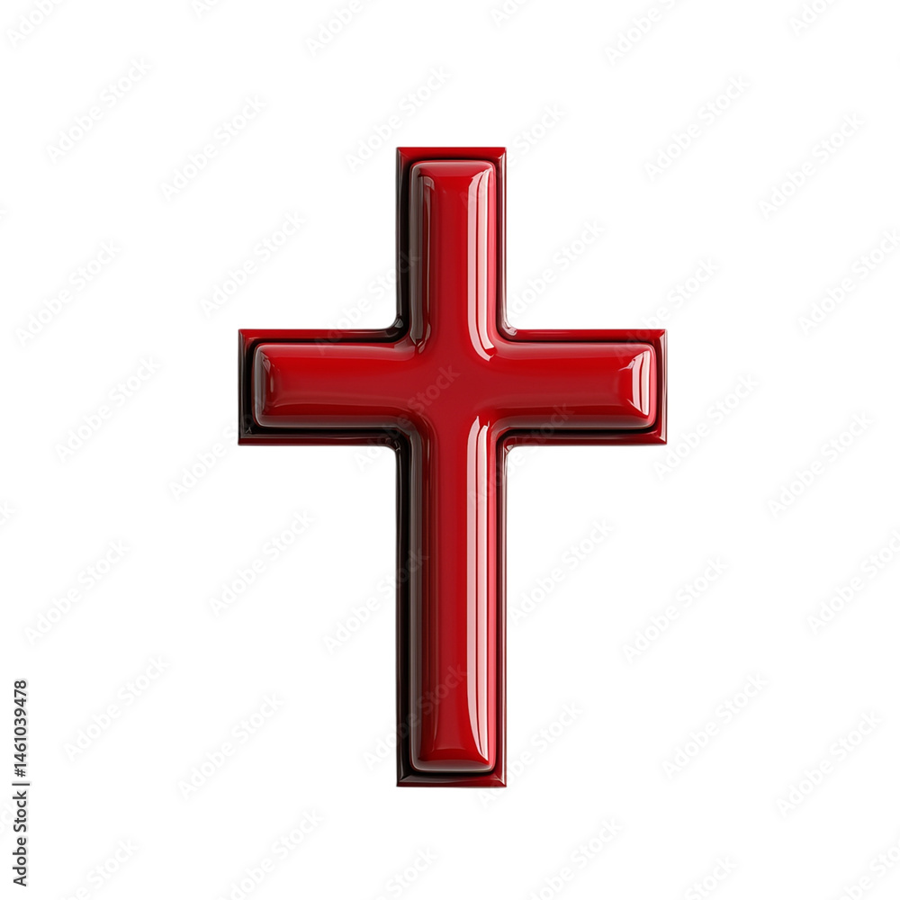 Obraz premium Png of A glossy red cross symbolizing faith, standing out with its vibrant color against a sleek black backdrop.