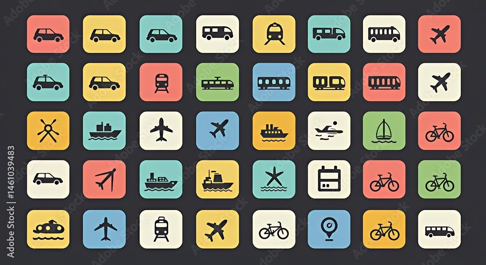 Transportation Icons: A Comprehensive Set of Travel Symbols Transportation Icons: A Comprehensive Set of Travel Symbols