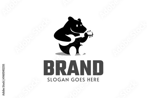 Bear playing guitar logo design