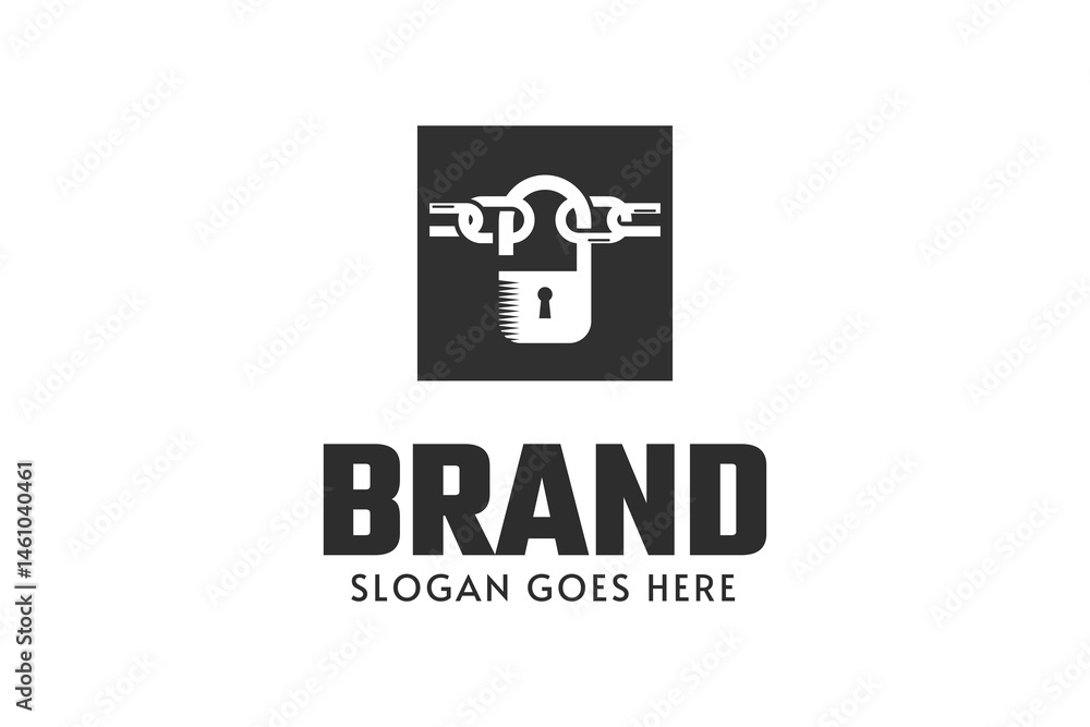 Padlock and chain logo design Padlock and chain logo design