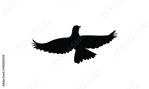 African thrush bird Silhouette Design  And Vector Illustration. 