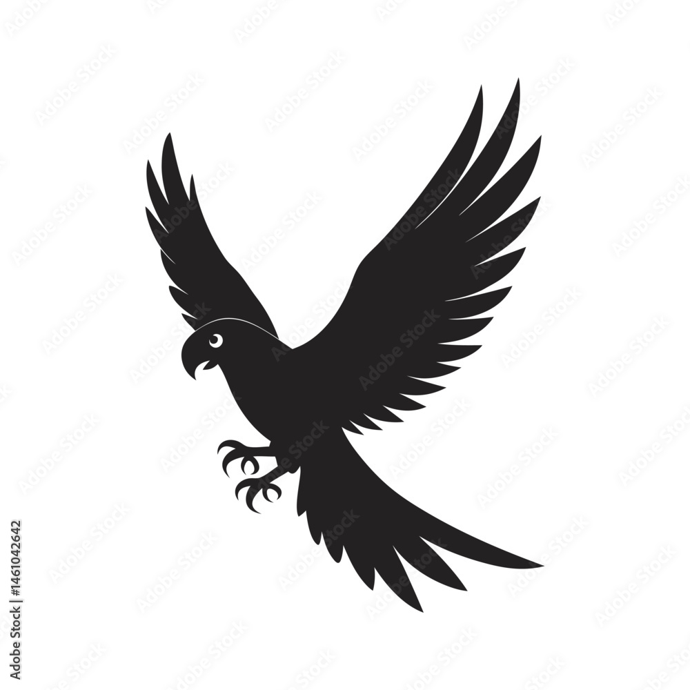 Fototapeta premium Hyacinth Macaw In Flight Silhouette Over Forest