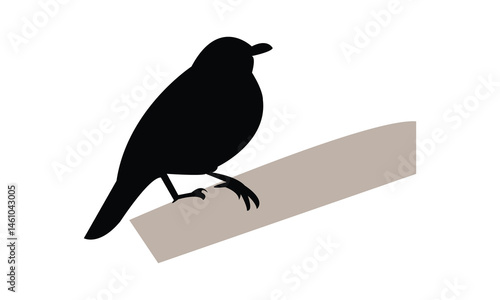 African thrush bird Silhouette Design  And Vector Illustration. 