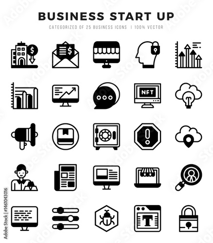 Business Start Up Lineal Filled icons. Vector Lineal Filled illustration.