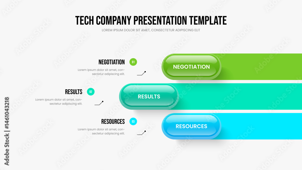 Fototapeta premium Enterprise Proposal Frame Template Vector Illustration. Visual Report 3 Option Infographic Slide Layout. Digital Innovation Three Element Diagram Slideshow Design.