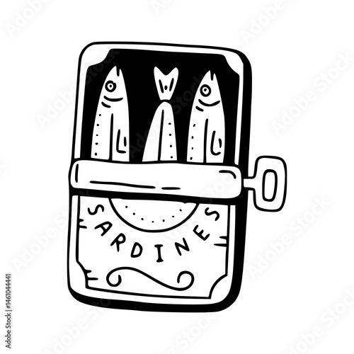 stylized sardines in a can line art