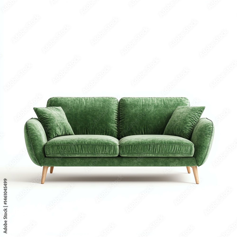 Fototapeta premium Stylish green sofa for modern living spaces.