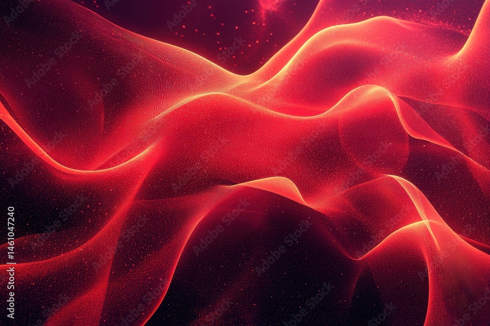 Obraz premium Glowing red wavy lines create an abstract, flowing, and dynamic texture. It can represent energy, passion, fire, or technological themes.