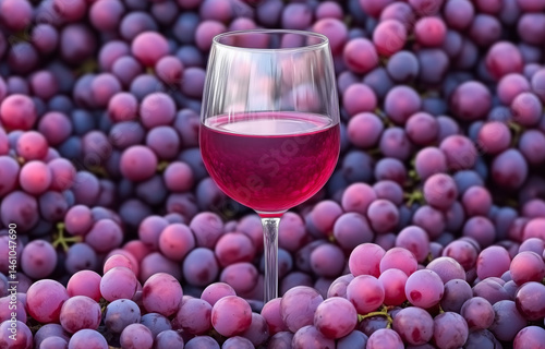 red wine, red wine glass surrounded by red grapes