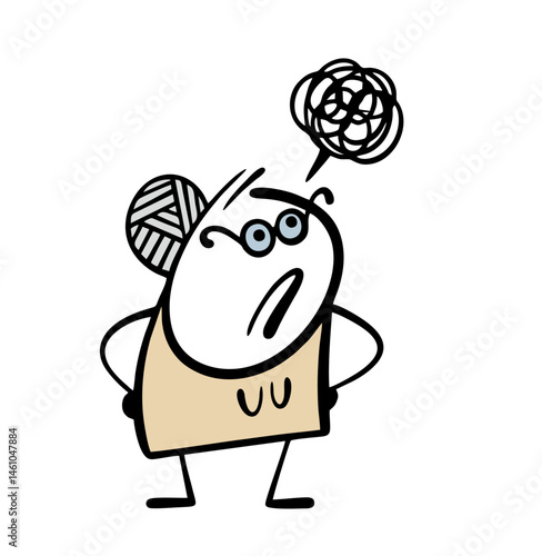 Vector illustration of an old woman who is unhappy and thinks aggressively about neighbors and passers-by. Grandma grumbles, swears, and brawls.