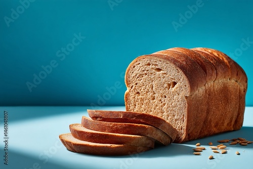 tempting borodinsky in the minimalist corner on a pastel blue background