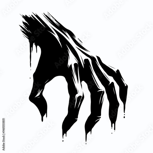 Zombie hand silhouette in black horror style