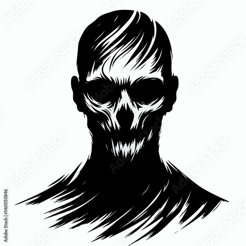 Grim skull faced man silhouette