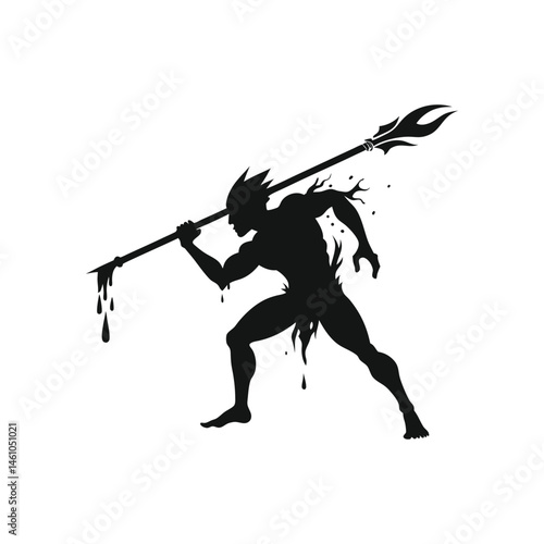 a spear thrower, dripping with raw energy icon of silhouette vector illustration