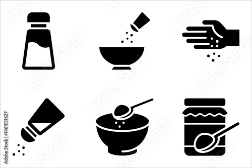 Salt and pepper icons set. Spice icon symbol in line style. vector illustration on white background