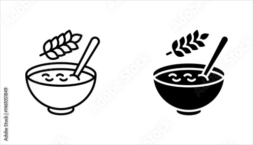 Cereal meal line icons set. warm healthy wheat food. Pictogram for oatmeal breakfast porridge. vector illustration on white background