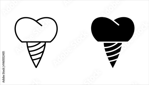 Dental implant icon set. Teeth health dentistry logo. Dental emblem. Tooth care pictogram. vector illustration on white background