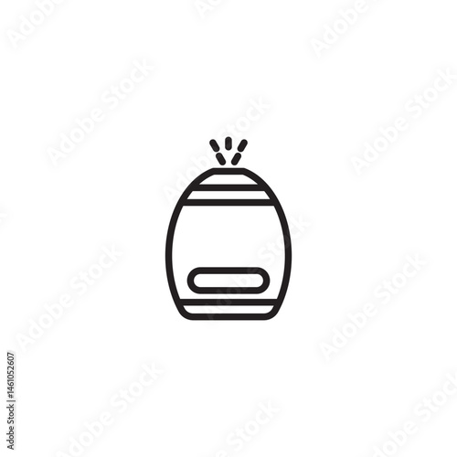 A simple black and white icon of an oval humidifier emitting mist from the top, featuring a horizontal slot on the front.