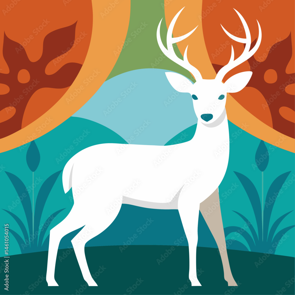 White tailed Deer Silhouette Vector Line Art Style for Modern Design Projects White tailed Deer Silhouette Vector Line Art Style for Modern Design Projects