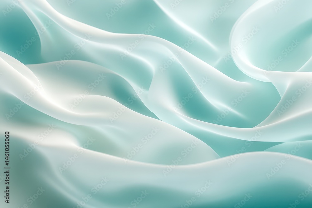 Soft, flowing, light teal fabric draped in elegant folds. Soft, flowing, light teal fabric draped in elegant folds.