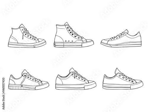 Unique Minimal Sneakers Line Art for Graphic Projects