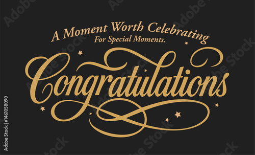Elegant "Congratulations" Typography Set with Stars and Celebration Theme