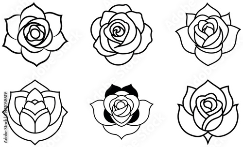 Elegant Black and White Rose vector design