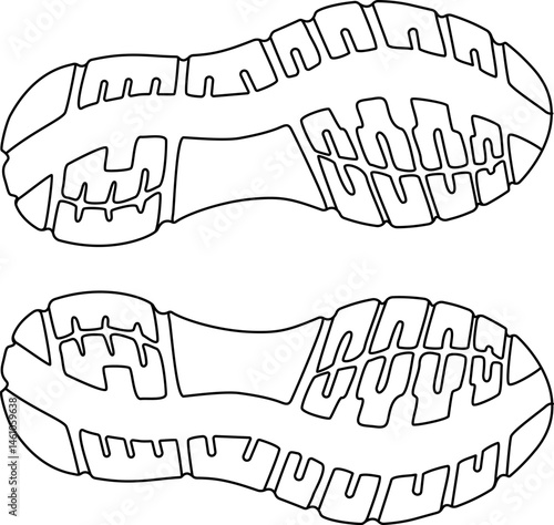 Shoe Print Vector - Outline Drawing of Sport Shoe Tread