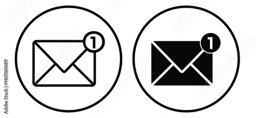 Email notification icon set. Email Envelope Icon with Notification Badge. email sign and symbol. Envelope icon on a white background
