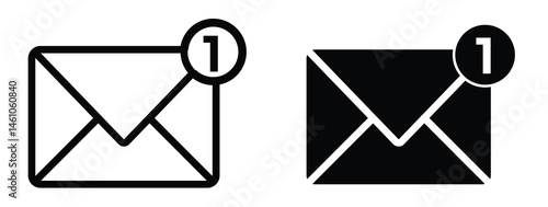 Email notification icon set. Email Envelope Icon with Notification Badge. email sign and symbol. Envelope icon on a white background
