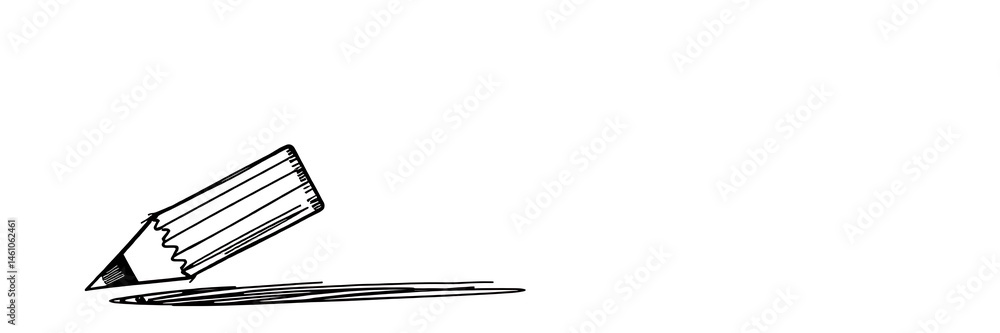 Thick line doodle of a pencil tilted at an angle on white background Thick line doodle of a pencil tilted at an angle on white background