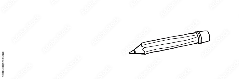 Fototapeta premium Thick line doodle of a pencil tilted at an angle on white background