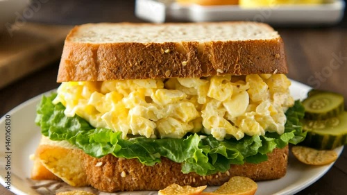 Wallpaper Mural Delicious Egg Salad Sandwich on Toasted Bread with Fresh Lettuce and Pickles Torontodigital.ca