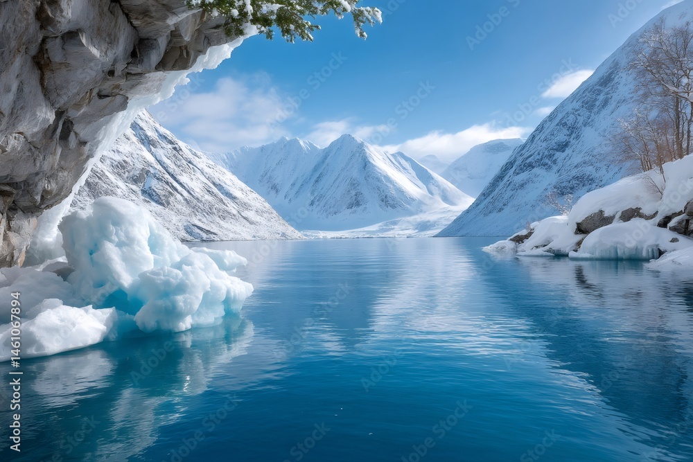 custom made wallpaper toronto digitalIce floe floating on a norwegian fjord surrounded by snowy mountains